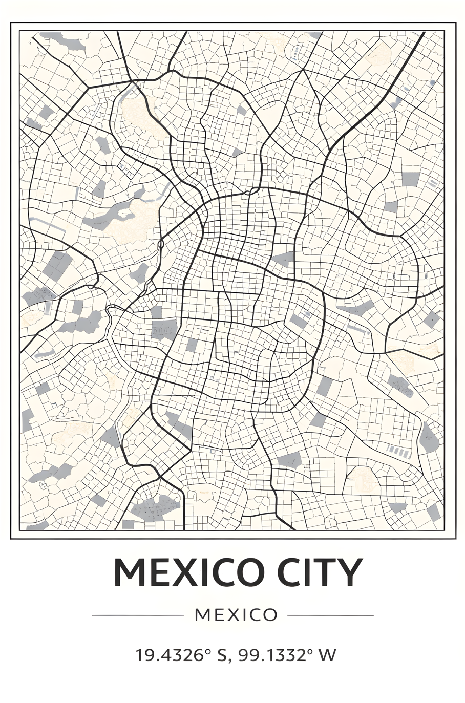 Mexico City map- Poster
