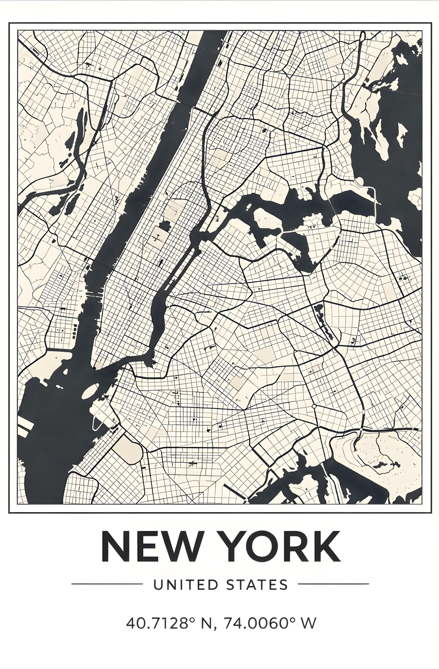 Kaart van New York - Poster