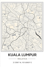 Kaart van Kuala Lumpur - Poster