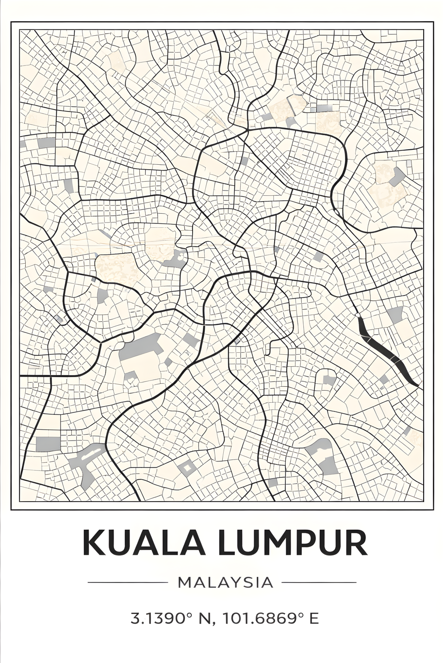 Kuala Lumpur map - Poster