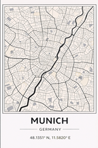 Kaart van München - Poster