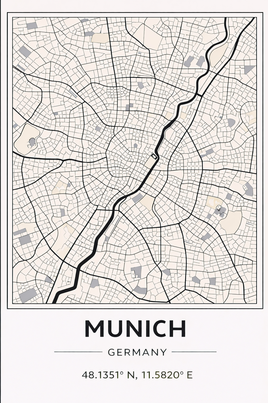 Munich map - Poster