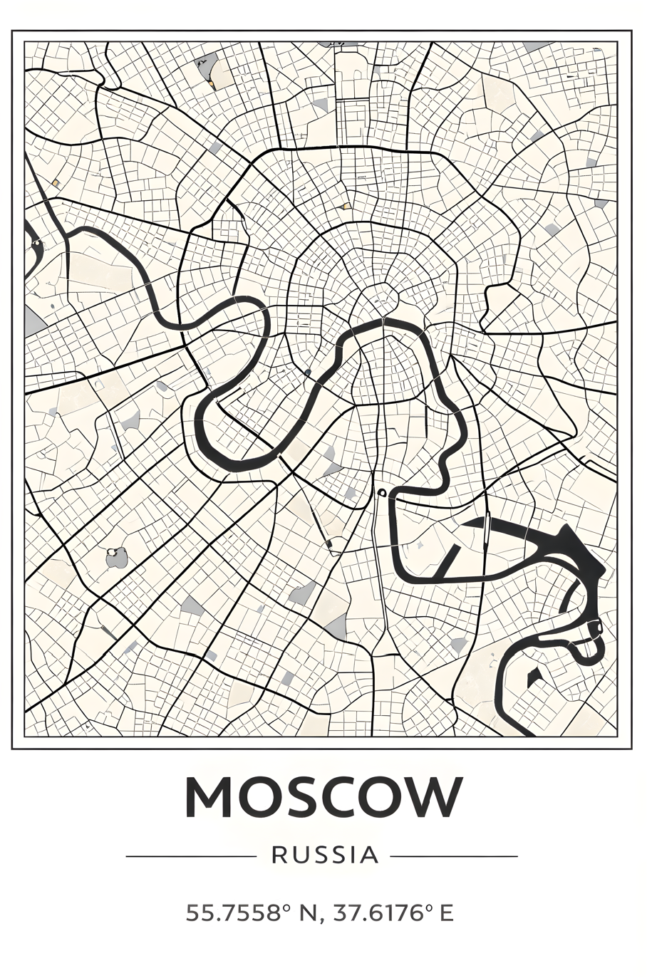 Moscow map - Poster